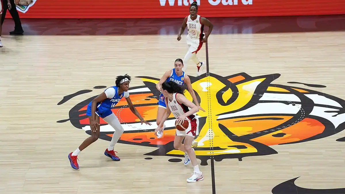 Breanna Stewart of the United States shooting a layup