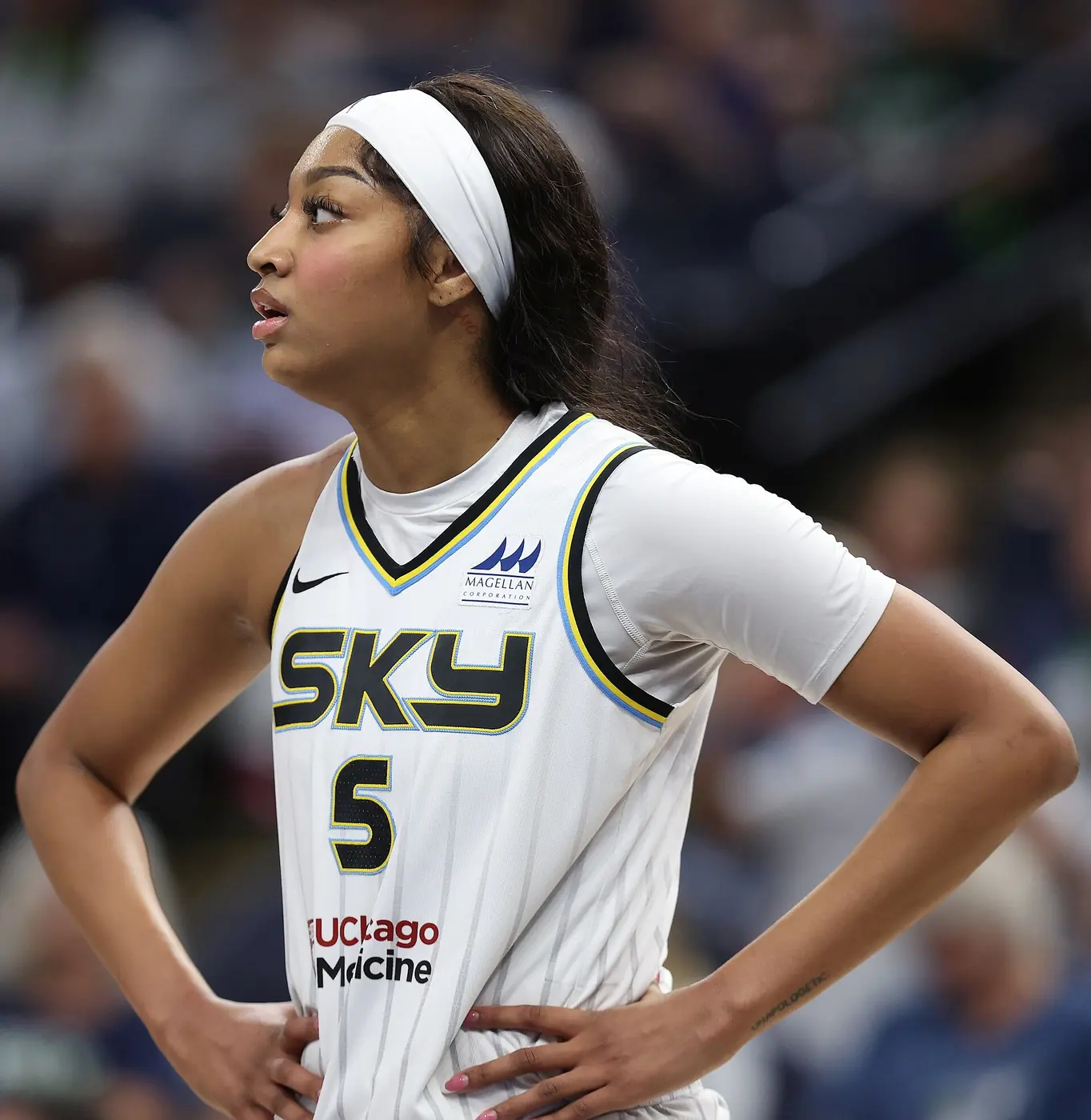 Angel Reese of the Chicago Sky at Target Center on September 1, 2024