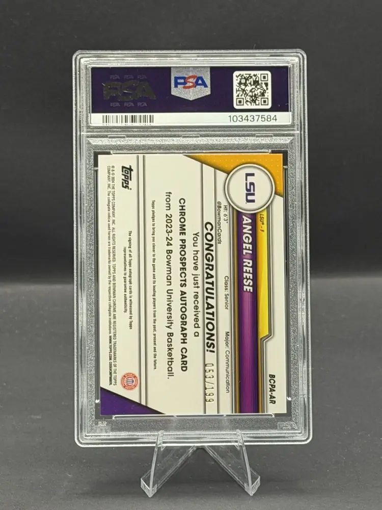 2023-24 Bowman University Chrome, Bowman Chrome Prospects Autographs #BCPA-AR Lava Refractor, back of the slab