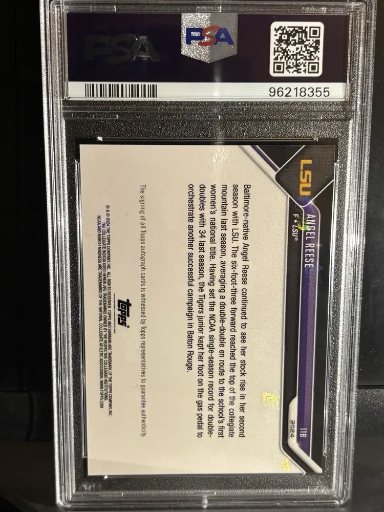 2023 Bowman U Now March Madness Autographs #11B Blue, back of the slab