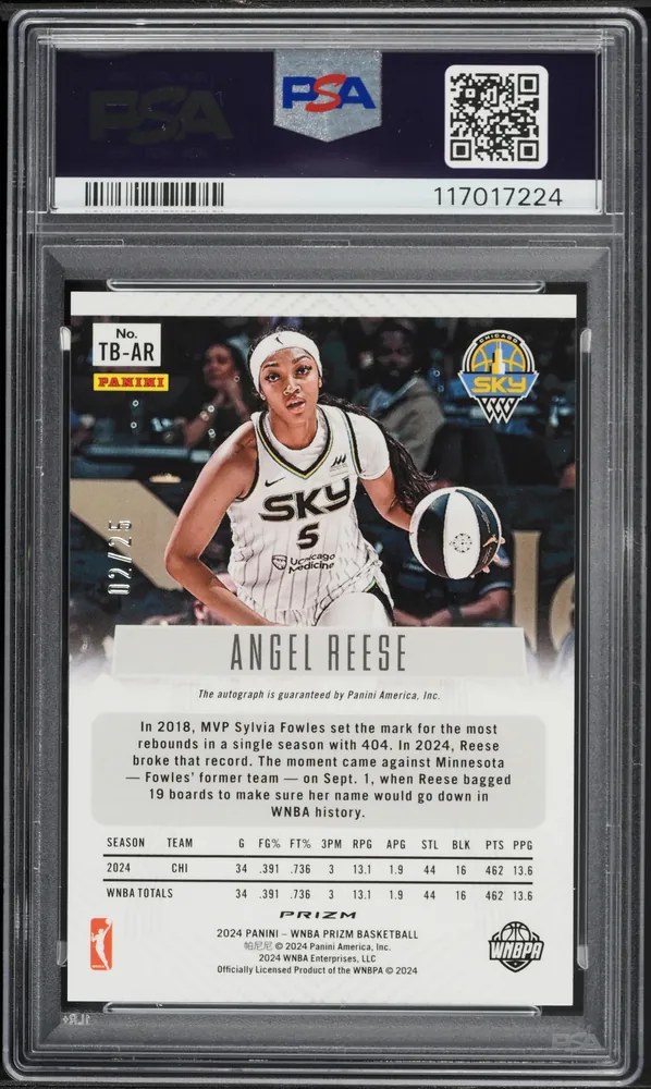 2024 Panini Prizm WNBA, Throwback Signatures #TB-AR Mojo, back of the slab