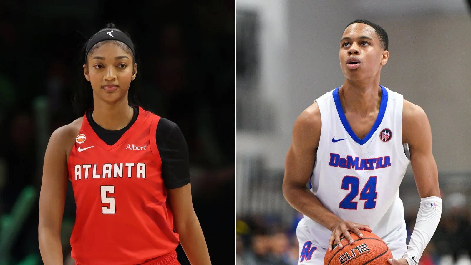 Angel Reese, left, and Jordan Hawkins